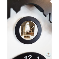 34cm Black & White Modern Battery Chalet Cuckoo Clock By AMS image