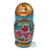 Floral Russian Dolls- Blue 15cm (Set Of 5) image