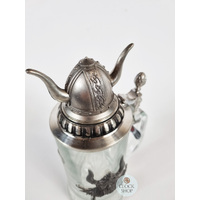 Viking Glass Beer Mug With Pewter Viking Helmet Lid By KING image