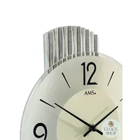 62cm White & Silver Pendulum Wall Clock With Frosted Glass Dial By AMS image