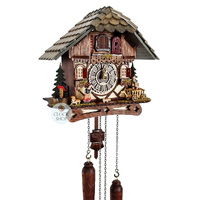 Accordion Player LED Battery Chalet Cuckoo Clock 26cm By TRENKLE image