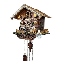 Wood Chopper & Water Wheel LED Battery Chalet Cuckoo Clock 30cm By TRENKLE image