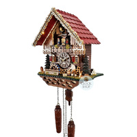 Wood Chopper & Water Wheel LED Battery Chalet Cuckoo Clock With Dancers 34cm By TRENKLE image