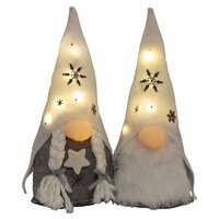 37cm Grey & White LED Christmas Gnome - Boy Or Girl image