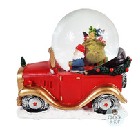 16cm Musical Snow Globe With Santa On Vintage Car (Santa Claus Is Coming To Town) image