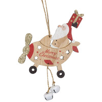 18cm Wooden Biplane Hanging Decoration- Assorted Designs image