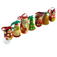 Russian Dolls Hanging Decoration- Green & Red 6cm (Set of 7) image