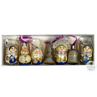 Russian Dolls Hanging Decoration- Blue & Silver 6cm (Set of 7) image