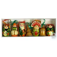 Russian Dolls Hanging Decoration- Green & Orange 6cm (Set of 7) image