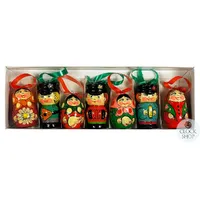 Russian Dolls Hanging Decoration- Green, Orange & Blue 6cm (Set of 7) image