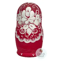 Floral Russian Dolls- Pink & White Matte Finish 16cm (Set Of 5) image