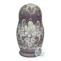 Floral Russian Dolls- Lilac & White Matte Finish 16cm (Set Of 5) image