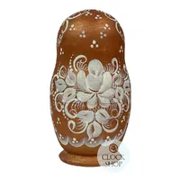 Floral Russian Dolls- Gold & White Matte Finish 16cm (Set Of 5) image