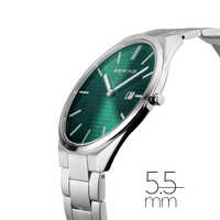 40mm Ultra Slim Collection Mens Watch With Green Dial & Stainless Steel Strap & Case By BERING image