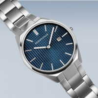 40mm Ultra Slim Collection Mens Watch With Blue Dial & Stainless Steel Strap & Case By BERING image