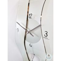 60cm Silver & Curved Glass Pendulum Wall Clock By AMS image