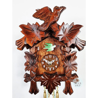 5 Leaf & Bird Battery Carved Kuckulino With Swinging Doll 16cm By TRENKLE image