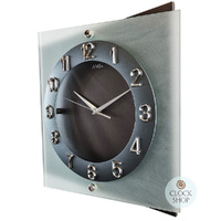 31cm Grey & Silver Silent Square Wall Clock By AMS image