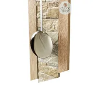 67cm Beech Pendulum Wall Clock With Stone Inlay & Silver Dial By AMS image