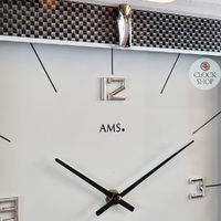 29cm Black & White Square Glass Wall Clock By AMS image