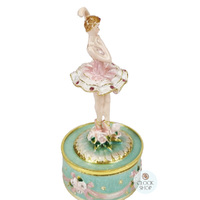 Pink & Green Ballerina Figurine Enamel Music Box (Tchaikovsky- Swan Lake) image