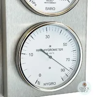 51cm Silver Outdoor Weather Station With Thermometer Barometer & Hygrometer By FISCHER image