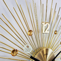 50cm Gold Sunray Jewelled Wall Clock By AMS image