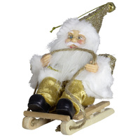 18cm Gold & White Santa Hanging Decoration- Assorted Designs image