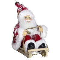 18cm Red & White Tartan Santa With Gift Hanging Decoration- Assorted Designs image