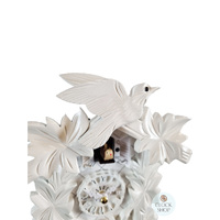 5 Leaf & Bird Battery Carved Cuckoo Clock White 22cm By ENGSTLER image