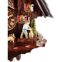 Wood Chopper & Dancers 8 Day Mechanical Chalet Cuckoo Clock With Bell Tower 55cm By HEKAS image