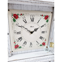 33cm White Battery Mantel Clock With Westminster Chime & Vintage Floral Dial By HERMLE image