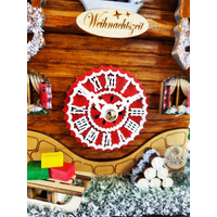 Christmas Santa & Snowman Battery Chalet Cuckoo Clock 27cm By TRENKLE image