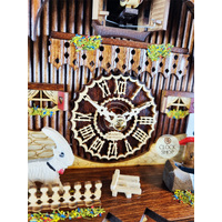 Goat & Water Trough Battery Chalet Cuckoo Clock With Bell Tower 20cm By TRENKLE image