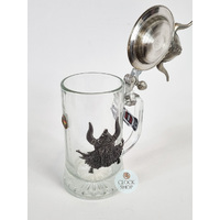 Viking Glass Beer Mug With Pewter Viking Helmet Lid By KING image