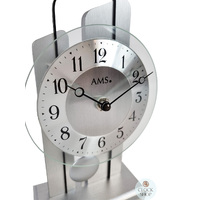 25cm Silver Battery Pendulum Table Clock By AMS image