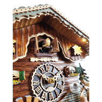 Wood Chopper & Water Wheel LED Battery Chalet Cuckoo Clock 30cm By TRENKLE image