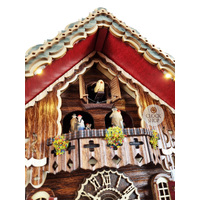 Wood Chopper & Water Wheel LED Battery Chalet Cuckoo Clock With Dancers 34cm By TRENKLE image