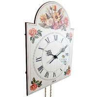 62cm White & Floral Mechanical Shield Wall Clock With Bell Strike By HERMLE image