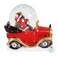 16cm Musical Snow Globe With Santa On Vintage Car (Santa Claus Is Coming To Town) image