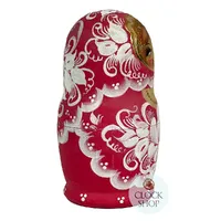 Floral Russian Dolls- Pink & White Matte Finish 16cm (Set Of 5) image