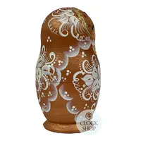 Floral Russian Dolls- Gold & White Matte Finish 16cm (Set Of 5) image