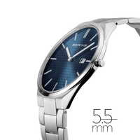 40mm Ultra Slim Collection Mens Watch With Blue Dial & Stainless Steel Strap & Case By BERING image