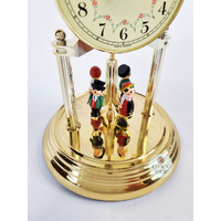 23cm Gold Anniversary Clock With Black Forest Figurines & Cream Dial By HALLER image