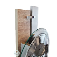 67cm Beech & Silver Two Tone Pendulum Wall Clock By AMS image