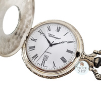 48mm Rhodium Unisex Pocket Watch With Open Dial & Swirl By CLASSIQUE (Roman) image