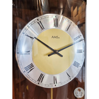 82cm Walnut Battery Chiming Wall Clock With Piano Finish By AMS (Small Flaw) image