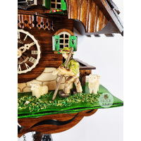 Farmer & Sheep Battery Chalet Cuckoo Clock 30cm By ENGSTLER image