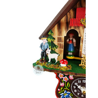 Swiss Heidi Weather House Battery Chalet Clock With Swinging Doll 22cm By TRENKLE image