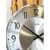 66cm Oak Pendulum Wall Clock With Silver Dial By AMS image